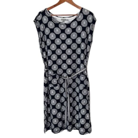 T by Talbots Floral Print Sleeveless Pullover Self Tie Belt Dress - Picture 1 of 4